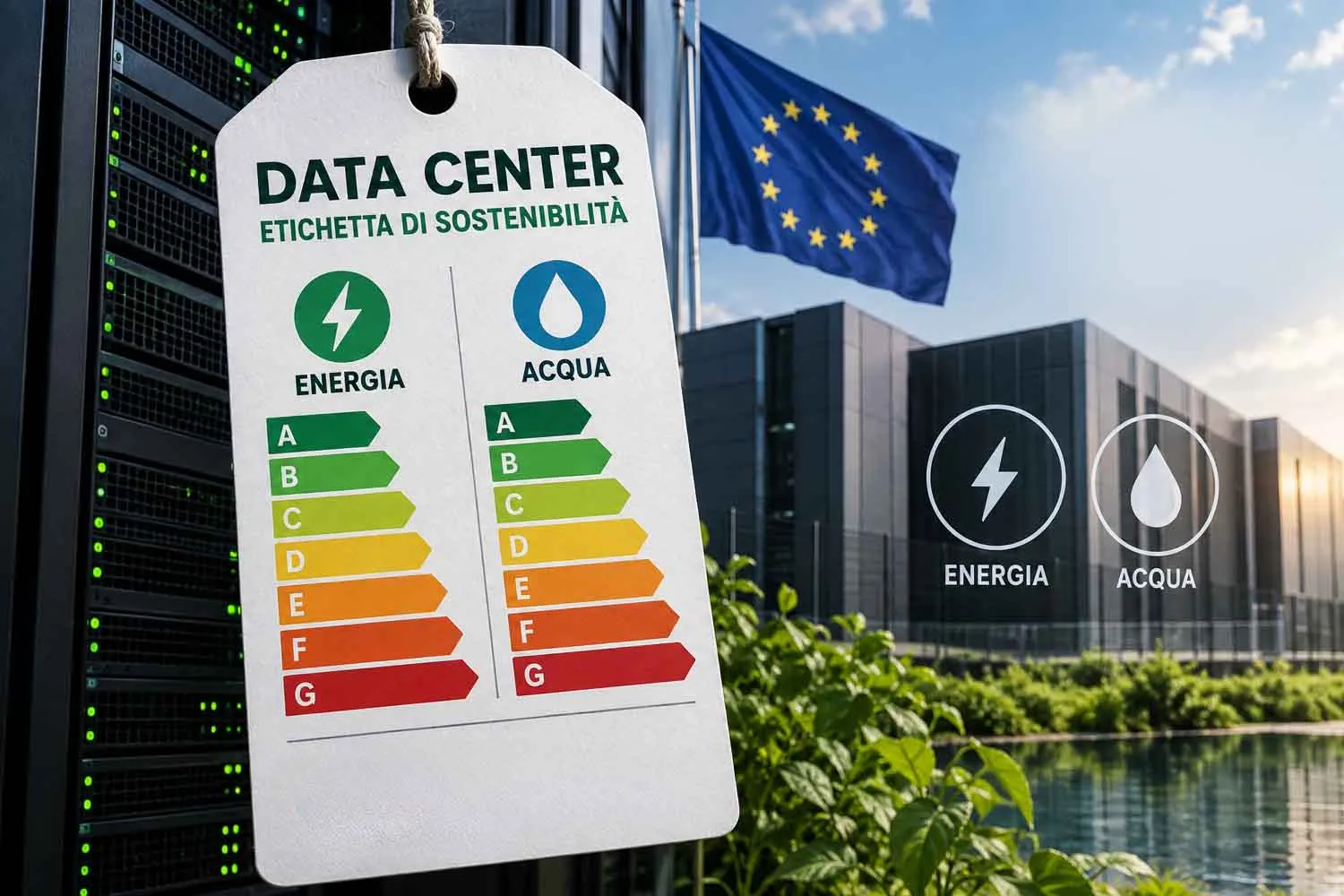 L’Europa vuole mettere le etichette di sostenibilità ai data center: classi da A a G per acqua ed energia